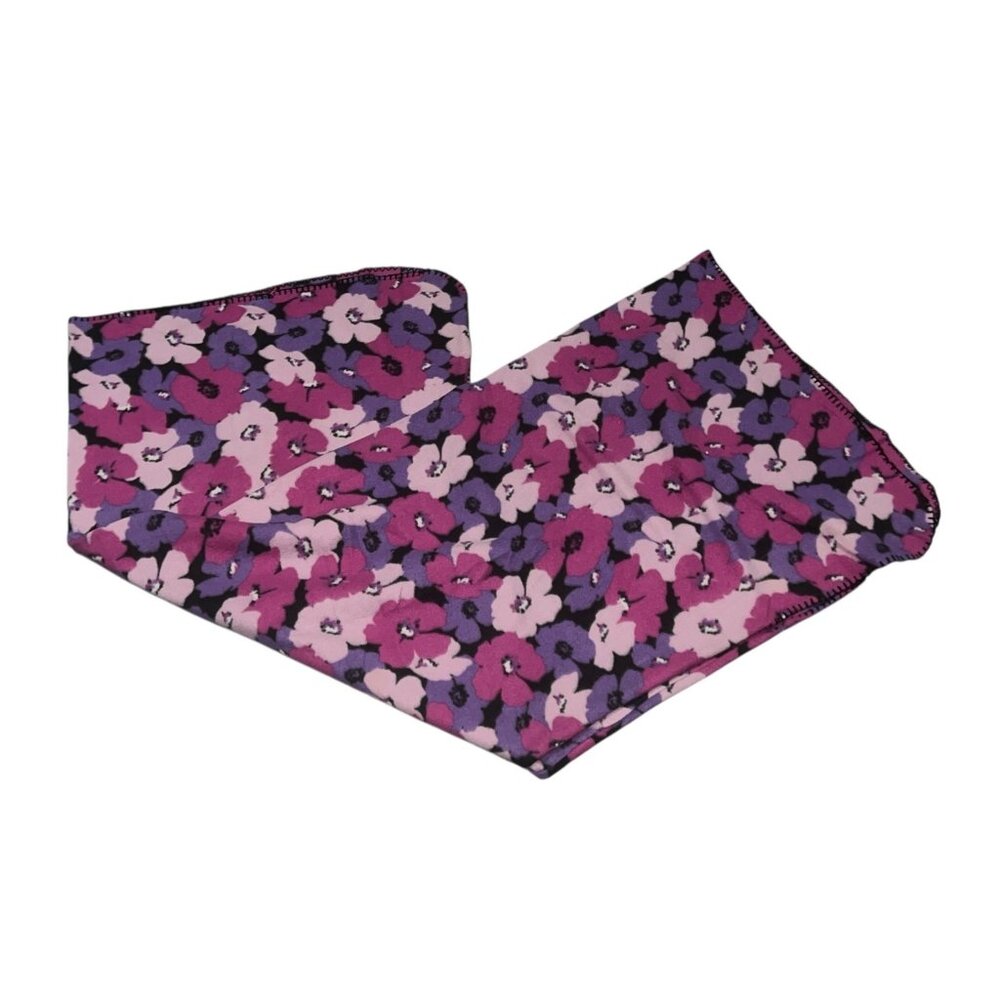 Floral Print Fleece Blanket 60" X 42" Pink Purple Black Cozy Soft Lightweight Th